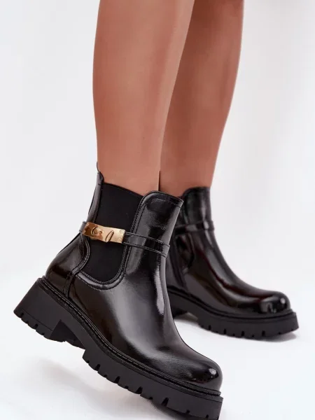 Боти Boto от лакирана кожа черно