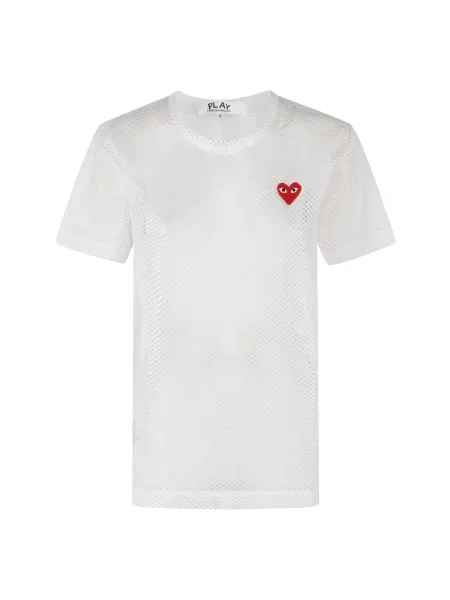 Koszulka Comme Des Garcons Play z siateczką biała
