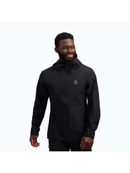 Geacă de ploaie pentru bărbați Black Diamond Strataline Stretch Shell black negru