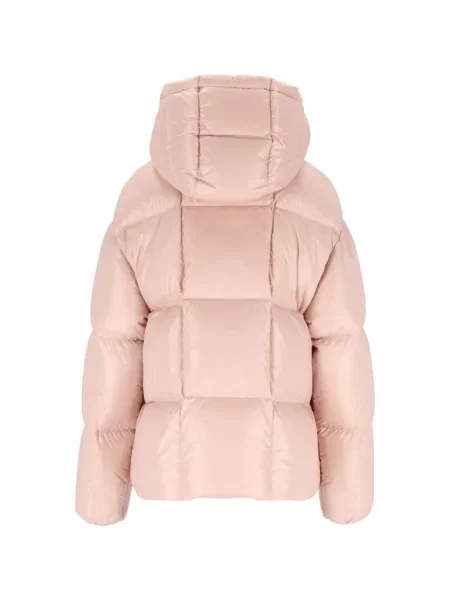 Scurt geacă cu puf Moncler cu glugă roz