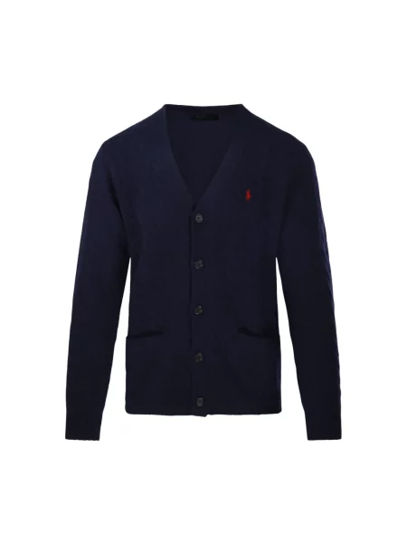 Kardigan rozpinany o kroju regular fit z mieszanki wełny i kaszmiru Polo Ralph Lauren niebieski