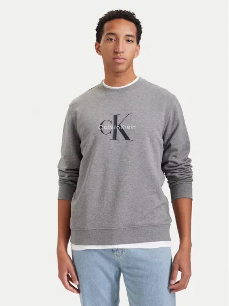 Calvin Klein Jeans Džemperis Tamsiai pilka balta
