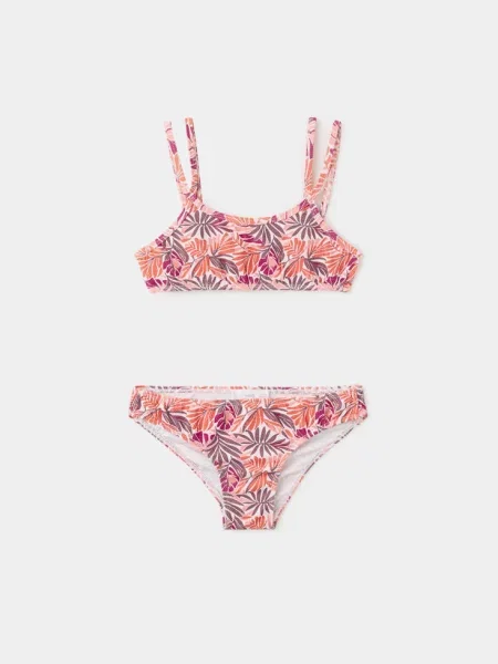 Bikini ze wzorem w kwiaty Dzieci lata MANGO KIDS pomarańczowy