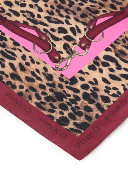 Fular Pinko cu imagine cu model leopard roșu