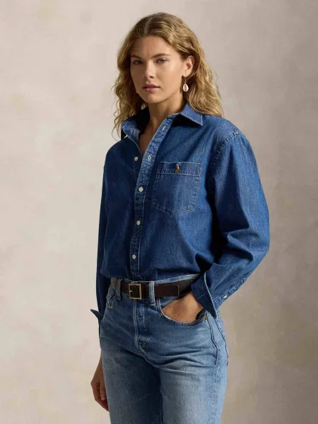 POLO RALPH LAUREN De blugi cămașă | Oversize fit albastru