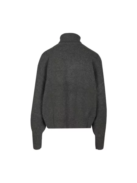 Lniany sweter z golfem Marant Etoile beżowy