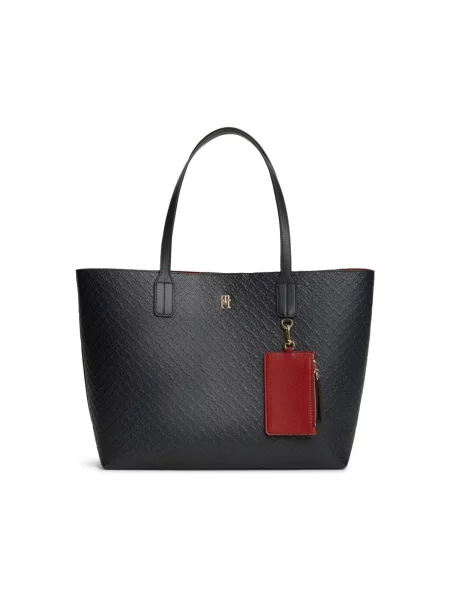 Geantă Tommy Hilfiger Th Icon Tote Mono Bleumarin albastru