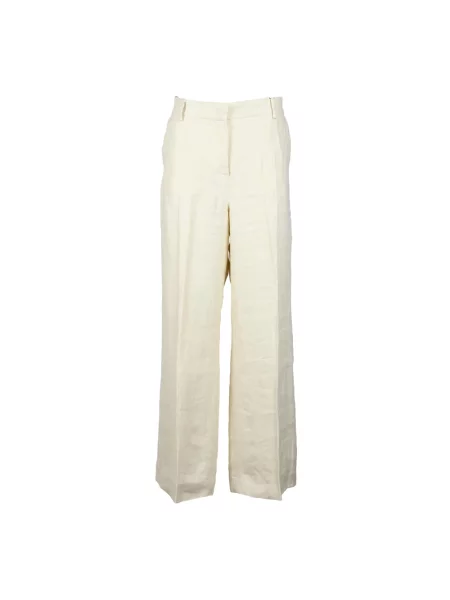 Lniane spodnie Weekend Max Mara beżowe