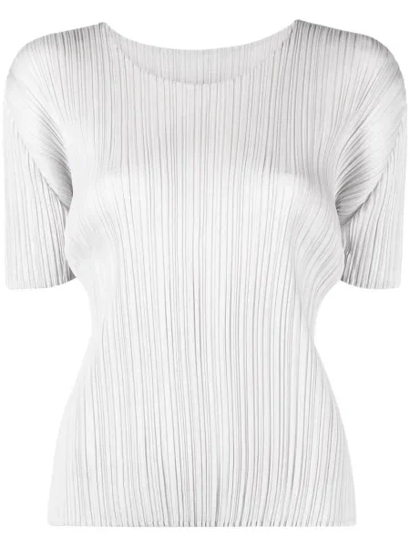 Tricou Pleats Please Issey Miyake plisat scurt gri