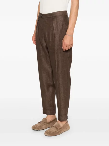 Pantaloni Berwich plisate maro
