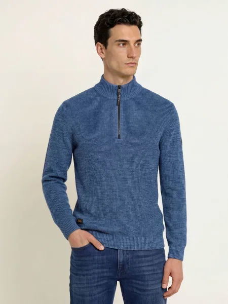 Camel Active Sweter Typu Troyer blau niebieski