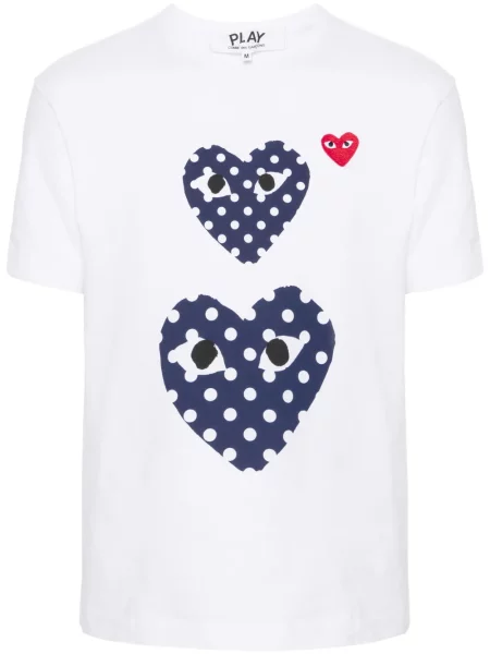 Tricou Comme Des Garcons Play cu motiv cu inimi alb