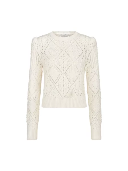 Sweter Dior ażurowy beżowy