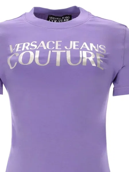 Tricou Versace Jeans Couture cu autograf violet