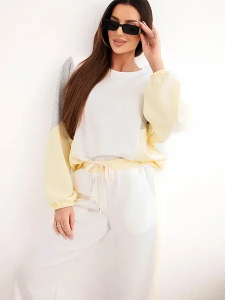 Pantaloni Kesi Włoski cu picior lat alb