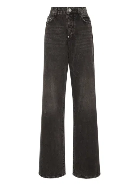 Blugi Philipp Plein cu broderie gri