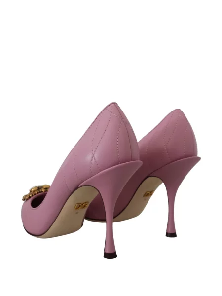 Matlasat pantofi cu toc Dolce & Gabbana din piele roz