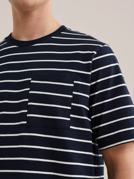 WE Fashion Tričko tmavomodrá biela