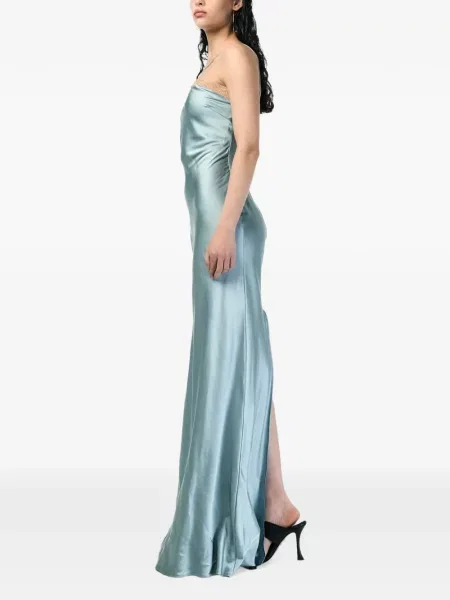 Rochie maxi Andra Andreescu din dantelă cu gât halter albastru