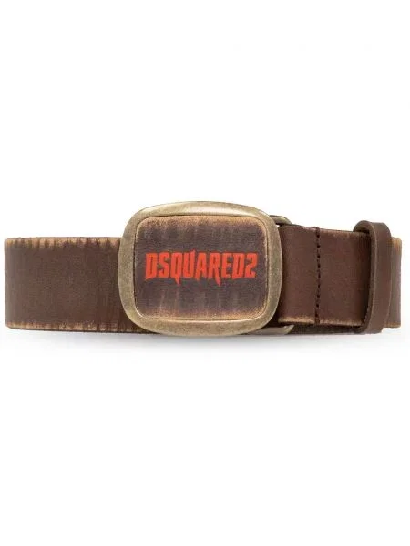 Curea Dsquared2 din piele cu autograf maro