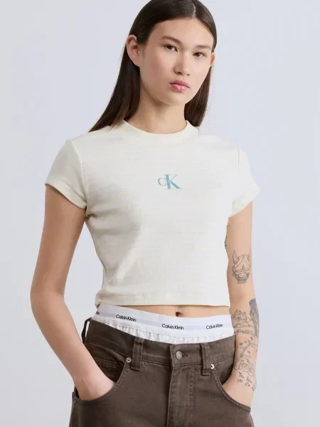 Calvin Klein Jeans Tricou BABY | Cropped Fit galben