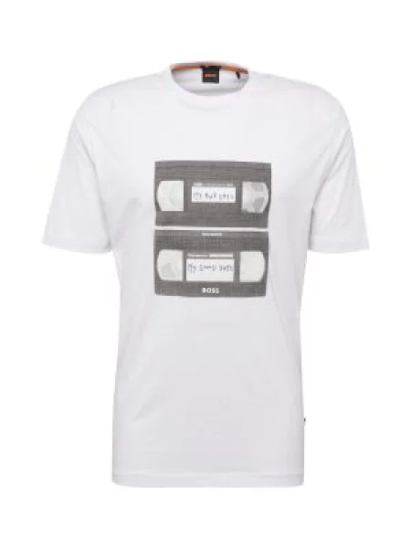 BOSS ORANGE Tricou TeRetroLeo | Relaxed fit alb