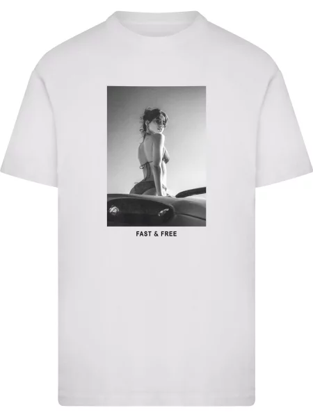 Mister Tee Tricou Fast & Free gri deschis / negru alb