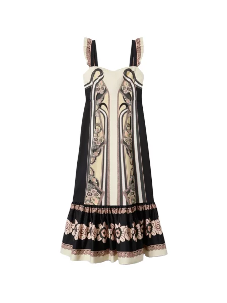 Sukienka z falbankami La Doublej w kwiatki z falbankami czarna