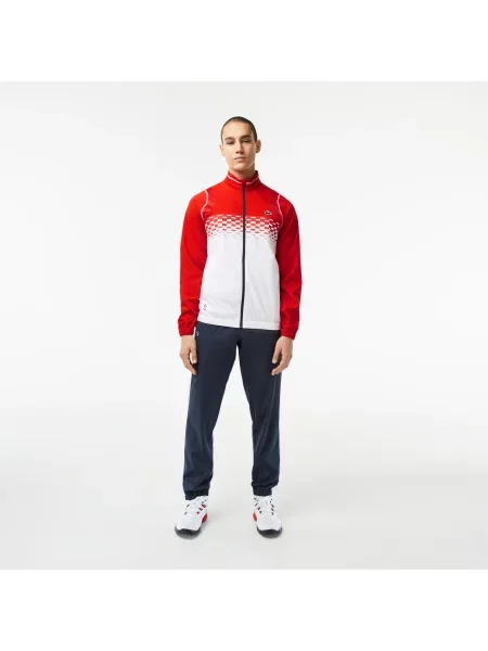 Lacoste Dres Daniil Medvedev Ze Stójką Z Blokadą Koloru Regular Fit czerwony