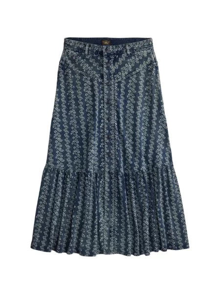 Fustă Ralph Lauren Rrl cu model floral în linie A albastru