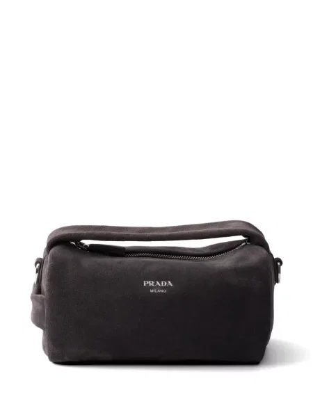 Geantă Prada din piele de căprioară gri