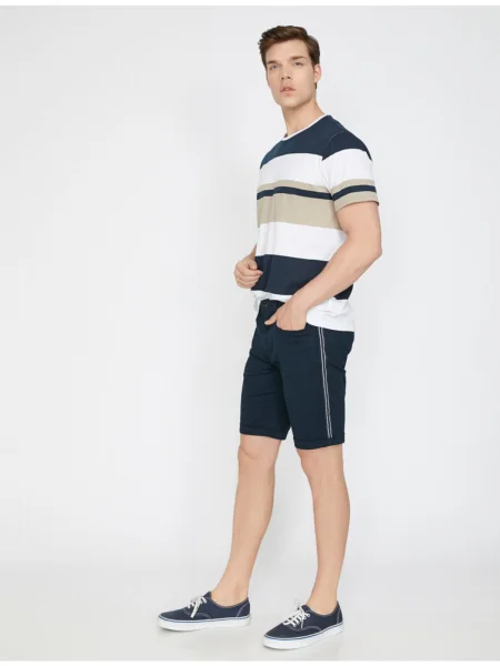 Pantaloni scurți Koton cu dungi albastru