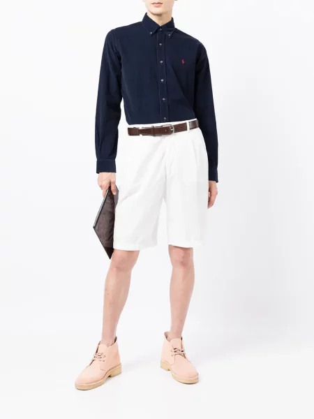 Μακρύς δερμάτινο πουκάμισο Polo Ralph Lauren με αυτόγραφο μπλε