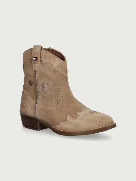 Tommy Hilfiger botine pentru copii din piele întoarsă bej