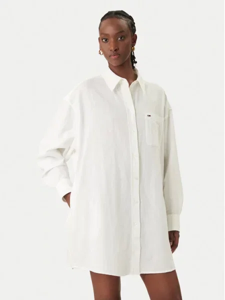 Tommy Jeans Rochie tip bluză alb