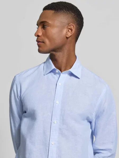 Koszula o kroju slim fit Biznes z Mieszanka lnu Jake*s błękitna