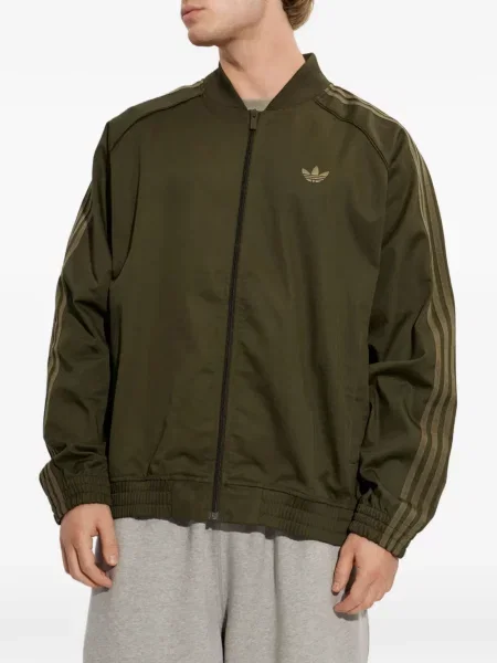 Geacă Adidas cu broderie cu dungi verde