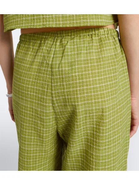 Pantaloni Asceno în carouri verde