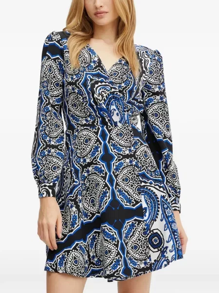 Lung rochie mini Morgan cu imagine cu model paisley negru