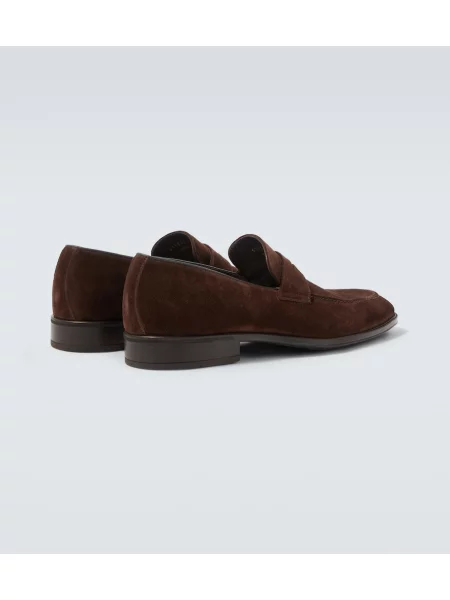 Pantofi loafer Canali din piele de căprioară maro