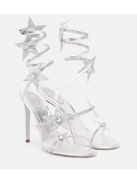 Sandale Rene Caovilla din satin gri