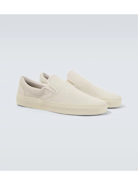Chiloți Tom Ford din piele de căprioară slip-on alb