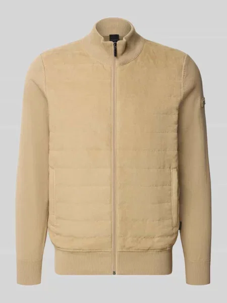 Kardigan rozpinany ze stójką i pikowaniem Bugatti