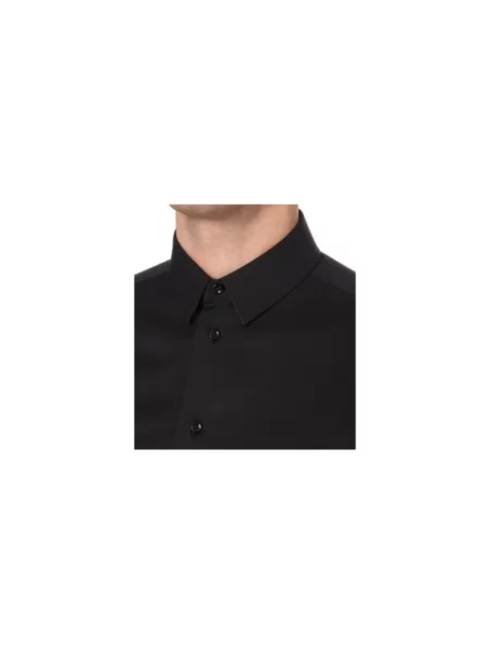 Koszula Emporio Armani z kołnierzykiem włoskim ze stretchu czarna