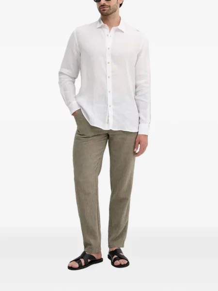 Pantaloni Lindbergh cu model herringbone cu cordon verde