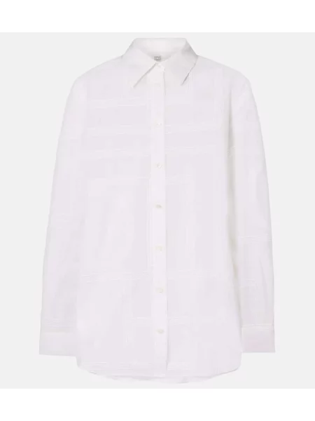 Haftowany jedwabny top Toteme biały