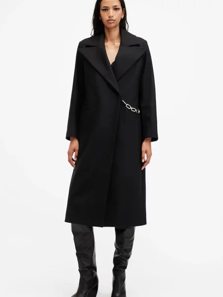 Μάλλινο παλτό AllSaints SIMONE μαύρο
