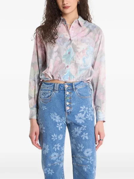 Decupat cămașă Desigual cu model floral cu imagine gri