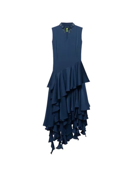 Rochie Shanghai Tang cu volane albastru