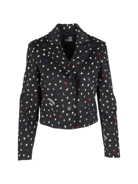 Decupat geacă Love Moschino cu imagine cu motiv cu inimi negru